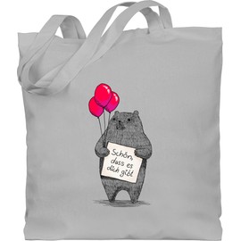 Shirtracer Baumwolltasche - Sprüche Statement - Schön, dass es dich gibt - Unisize - Hellgrau - tasche freundin geschenk arbeitskollege geburtstag geburtstags schön das du da bist beutel