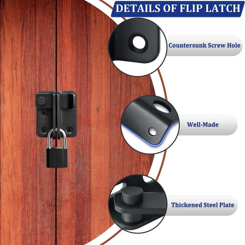 SAYAYO EMST3005-B Stainless Steel Door Bolt with Padlock Small Lockable