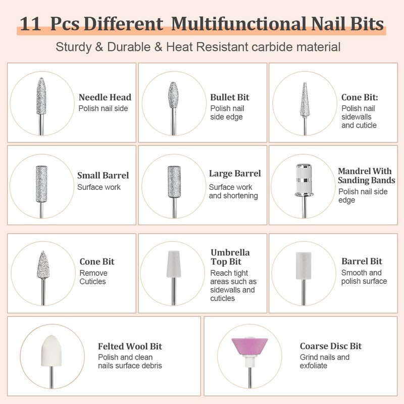 SUBAY Portable Electric Nail Drill Machine,Compact Electric Nail File for