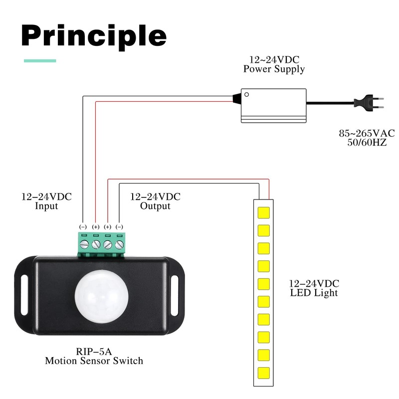 6 Pack 12V 24V PIR Sensor LED Motion Sensor Motion
