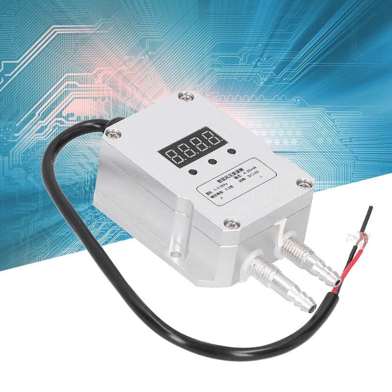 Differential Pressure Transmitter 0‑0.5kpa Digital Display Wind Detection Silver 4‑20mA