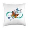 Healing Vibes Rainbow Colorful Artistic Butterflies Infinity Symbol Sign Throw