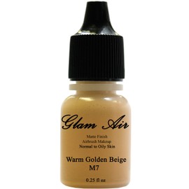 Glam Air Airbrush Makeup Matte Foundation Water-based Makeup (0.25 Oz.) - Ideal for Normal to Oily Skin - M7 Warm Golden Beige