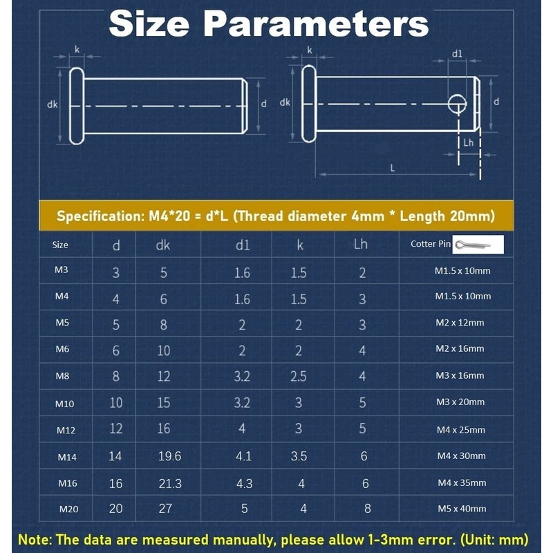 CONPHERON Single Hole Fork Bolt Flat Head Load Eyelet Bolts