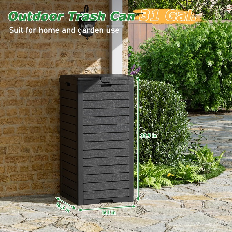 NUNU LAB 31 Gal Outdoor Trash Can with Lid -