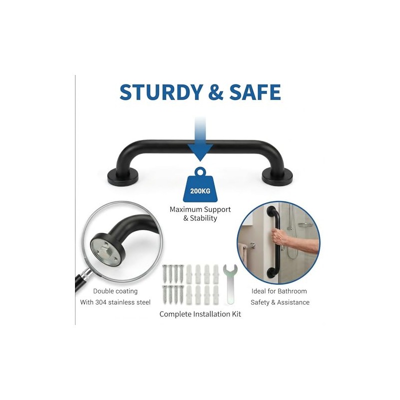 Pack of 2 Grab Bars for Seniors, 30 cm Stainless