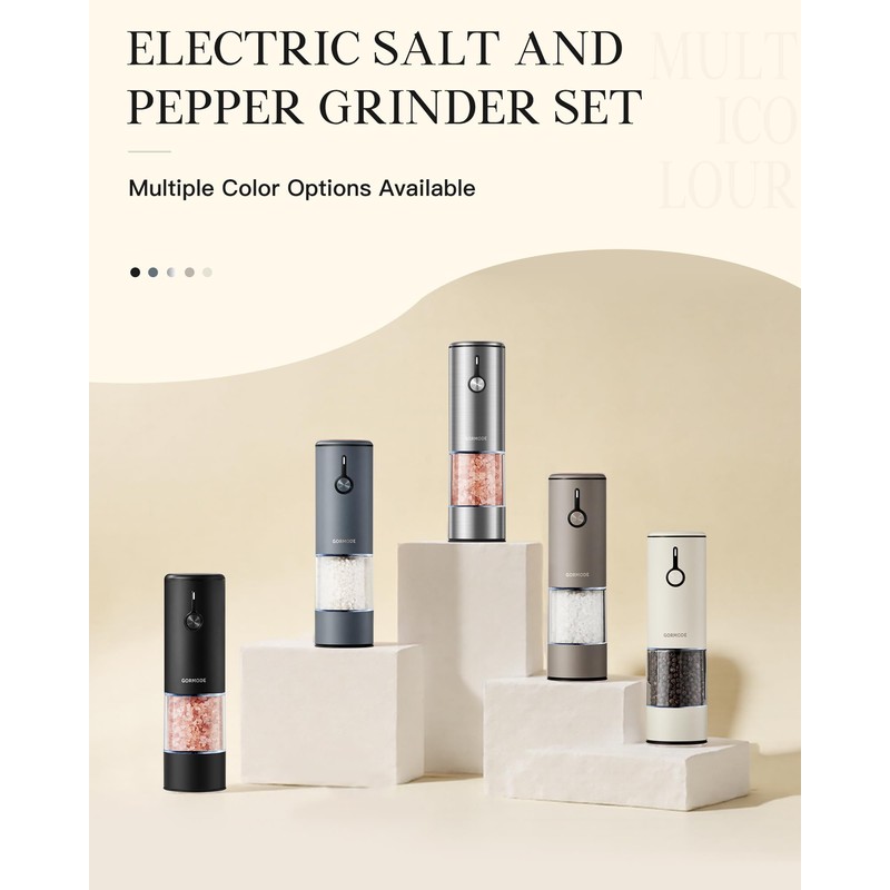 Stainless Steel Rechargeable Electric Salt and Pepper Grinder Set, USB
