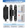 Upgraded Invisible Door Hinges (2 pcs) -6 Inch Black Hidden