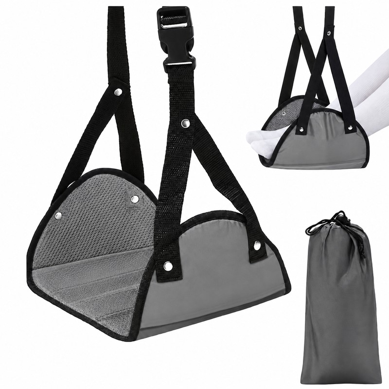 Adjustable Airplane Footrest for Travel – Lightweight Hanging Foot Hammock