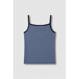 JAJU [JAJU] Women's Cotton Rib Square Neck Sleeveless T-shirt_Dark Blue