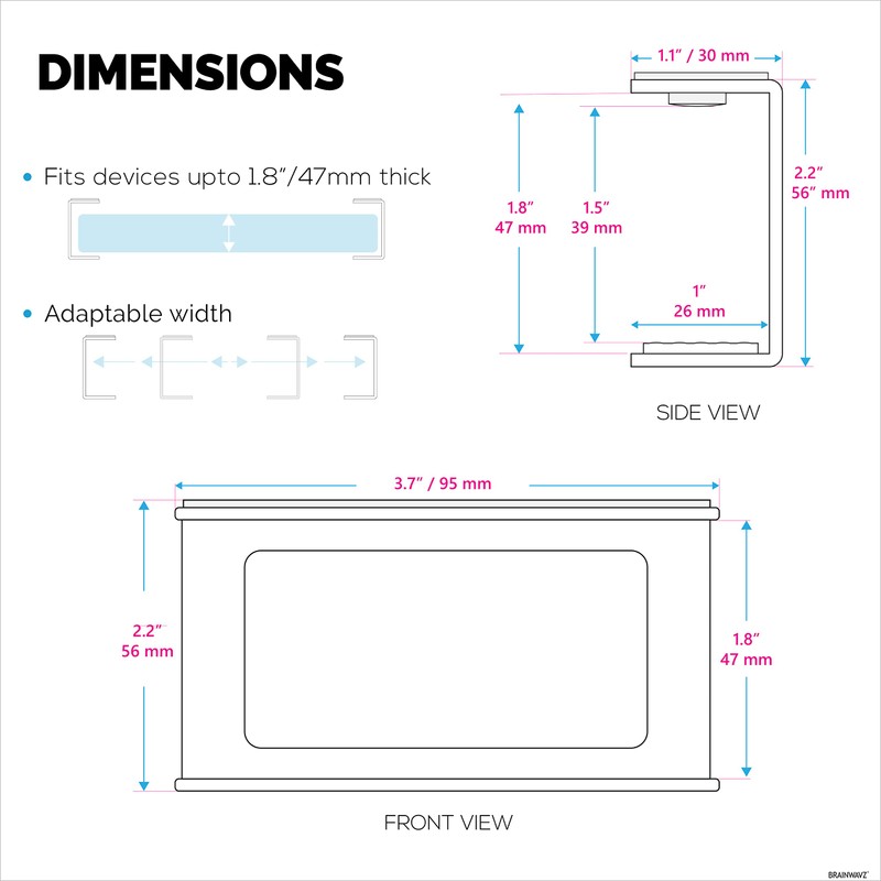 BRAINWAVZ Transparent Under Desk Laptop Holder Mount with Adhesive &