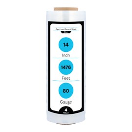 Shield Wrap Pallet Stretch Wrap, 4 Pack Plastic Moving Wrap 14 Inch x 1475 Ft, 75 Ga Clear Packing wrap for Moving, Furniture Wrapping for Moving