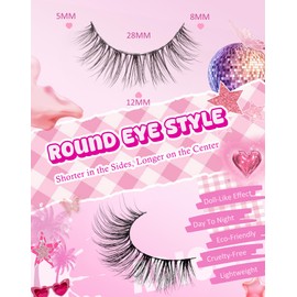 Lashes Wispy 3D Mink Strip Lashes Natural Fake Lashes Fluffy 12MM Eyelashes Natural Look Demi Wispies Eyelashes for Women