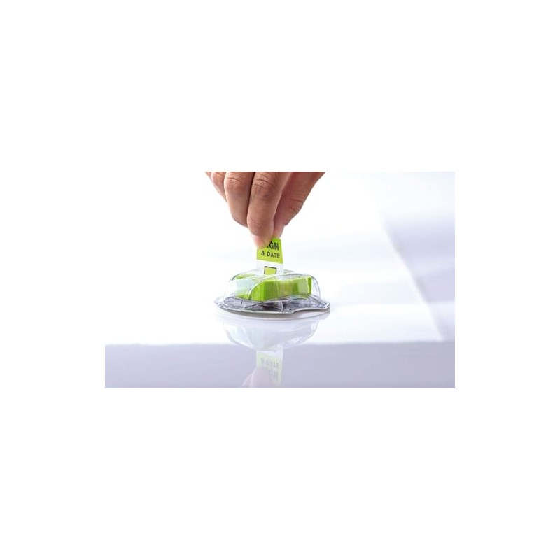 3M Post-it banderitas verdes con dispensador de escritorio, 1 pza