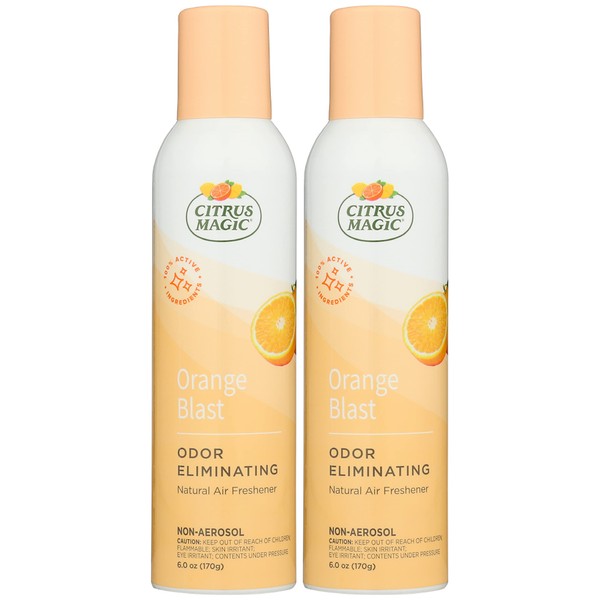 Citrus Magic Natural Odor Eliminating Air Freshener Spray, Orange Blast, 6 Ounce (Pack of 2) - Packaging May Vary