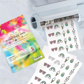 Evergreen Goods 20 Sheets Printable Sticker Vinyl for Cricut Cutters | Glossy White A4 Waterproof | Inkjet Printing | Die Cutting/Plotting Machines - Silhouette Brother Gemini | Make Stickers at Home