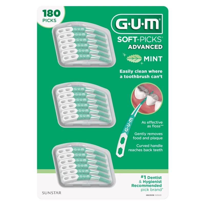 Gum Soft-Picks Advanced Mint, Dental Care Floss, Tooth Picks, 180