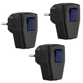 Schuko Plug with Switch, Protective Contact Plug IP20 250V (16A), Black, Pack of 3