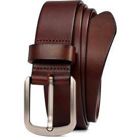 WOLFANT Men's 1.5" Top Full Grain Leather Belt in Gift Box,100% Italian Real Solid Leather