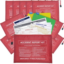 10 Pack Waterproof Vehicle Accident Report Kit in Vinyl Pouch 6.9 * 9.3inch Car Accident Kit Driver's Vehicle Inspection Report Helps Drivers Collect Organize and Report Vehicle Accident Information