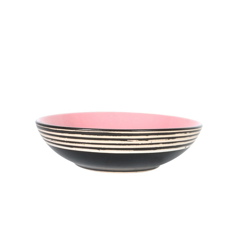 A Luxurious Relief pink Ceramic Tableware Set with 48 Pieces