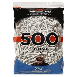 Golf Ball Divers 500 Pack Golf Tees in a resealable Bag - Professional Bamboo Golf Tees - Stronger Than Wooden Golf Tees Biodegradable & Less Friction (2-3/4 Inch, White)