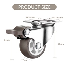 4 Swivel Castors 50 mm with Screws Heavy Duty Castors Furniture Castors Swivel Castors Rubber Castors for Furniture, Table, Trolley