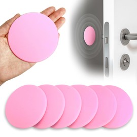FAMLEAF 3.15" Large Wall Door Handle Stopper, 8PCS Pink Self Adhesive Wall Protector Rubber Door Bumpers, Solution for Stopping Damage from Doors Knobs, Shock Absorbent and Noise Reduction