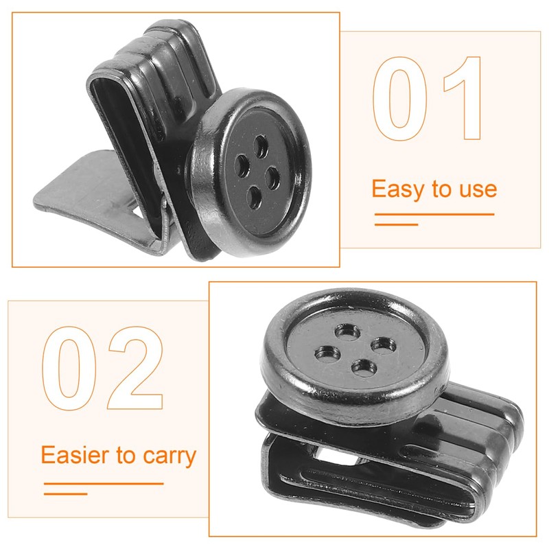 6-Piece Set of Metal Snap Clips for Suspenders, Sewing, Adjustable