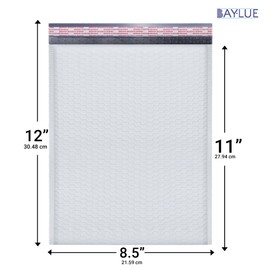 BAYLUE White 8.5x12 Inch Poly Bubble Mailers #2 |Self Seal Padded Envelopes | Air Cushioned Bubble Mailer | Usable Size 8.5x11 Inch | 100 Pack Bulk | Waterproof | Lightweight Mailing Shipping Bags