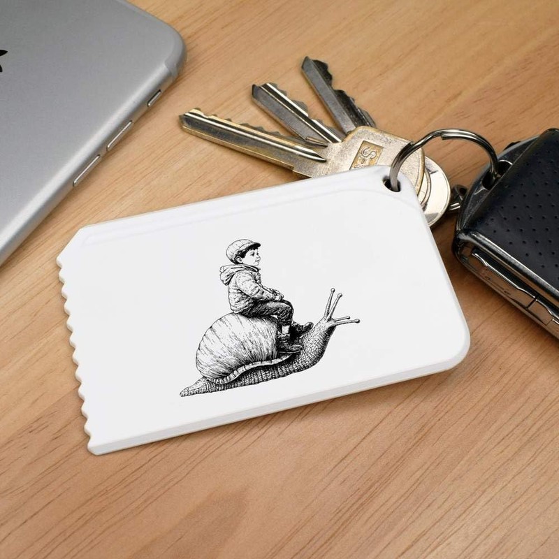 Azeeda 'Boy Riding Snail' Plastic Ice Scraper (IC00038663)