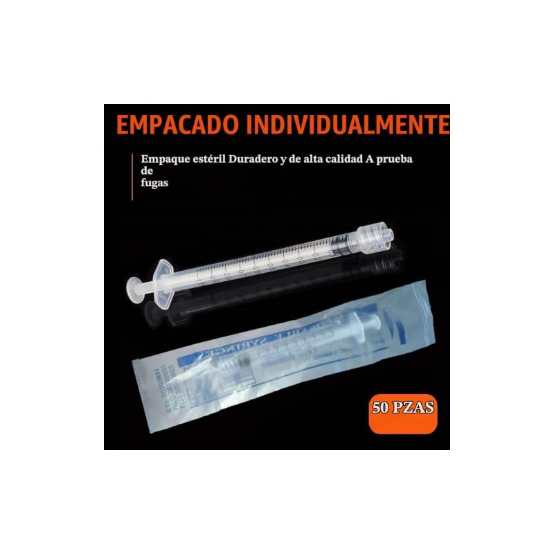 Paquete de 50 jeringas Luer Lock de 1 ml (sin