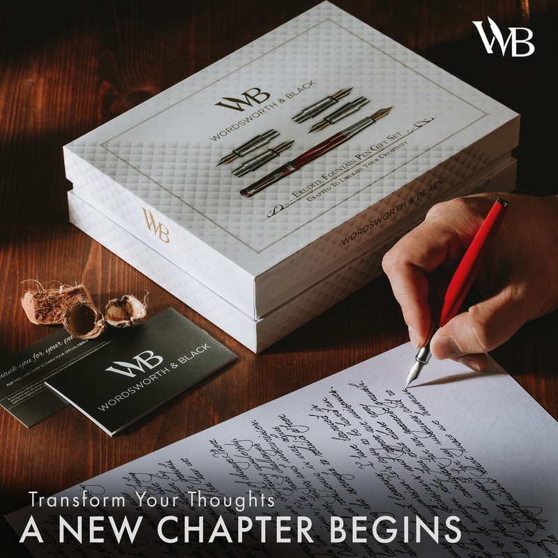Wordsworth & Black Fountain Pen Gift Set, Includes Bottle, 6