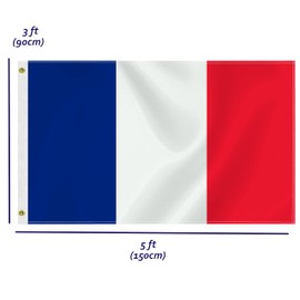 Large France Flag,3x5 FT French 75D Outdoor Banner,Frenchman Decor for Garden Yard Car Truck with Brass Grommet
