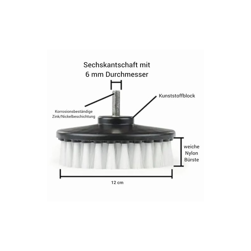 Brush attachment, cordless screwdriver, soft hardness, ideal for bathroom, toilet,