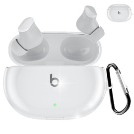 Miimall Compatible for Beats Studio Buds + Case Clear, [Anti-Yellowing][Portable Keychain] Shockproof Soft TPU Protective Cover Case for New Beats Studio Buds Plus 2023/Studio Buds Buds Accessories