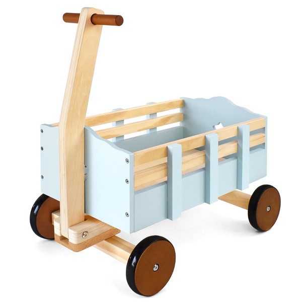 PairPear Kids Wagon Toy,Wooden Toys Cargo Walker Cart Wagon Stroller,Toddler Push and Pull Baby Walker Gift for Babies Boys and Girls