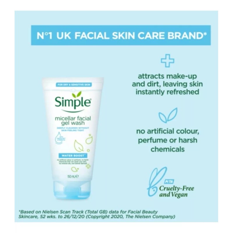 Simple Gel De Limpieza Facial Micellar Boost. Piel Sensible