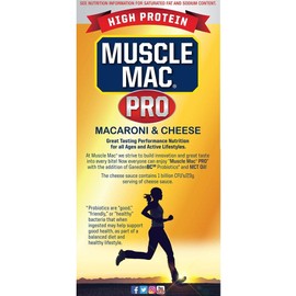 Macaroni and Cheese Carton Made With Probiotics And MTC Oil, 20g High Protein Per Serving Foods, Real White Cheddar Cheese By MUSCLE MAC PRO, (10 Pack)
