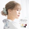 Soubien Hair Ornament, Sheer, Flower, Yukata, Arrangement, E, Blue