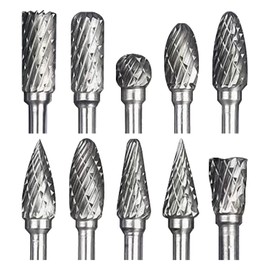 ZFYQ Rotary Burr Set Carving Tool Tungsten Carbide Steel Drill Bit Grinding Head with 1/8" Shank for DIY Woodworking, Carving, Plastic Drilling, Metal Polishing, Engraving, 10 Pcs