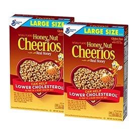 Honey Nut Cheerios Naturally Flavored Fiber-Rich Gluten-Free Real Honey Breakfast Cereal - 2 Boxes (15.4 oz)