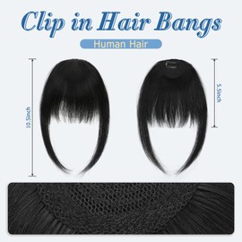 SLEEKALON Clip On Bangs Human Hair Clip in Bangs Blonde Fake Bangs Real Human Flat Thick Hair Bangs for Thin Hair Wispy Bangs Hair Extension Bangs Hairpiece for Women Daily Wear (#613-Bleach Blonde)