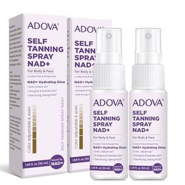 Paquete de 2 aerosoles autobronceadores, contiene Nad+, aloe vera y vitamina E, de larga duración, células reparadoras, hidratantes, autobronceadores naturales sin sol, medio a oscuro, para mujeres y