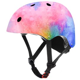 JeeFree Adjustable Gradient Color Skateboard Helmet for 3-5-8-14+Ages【Toddler Kids Youth Adult】 Girls Boys Woman.Bike Helmet for Multi-Sports Cycling Bicycle Scooter Inline Roller Skate Rollerblading