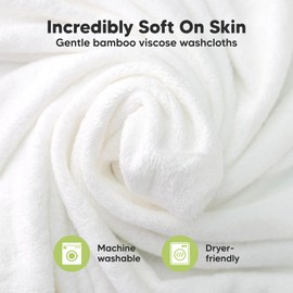 6-Pack Soft Baby Washcloths, Viscose from Bamboo - Kids, Newborn Bath Towels, Infant Shower, Toddler Reusable Face Towel, Gentle on Skin, Face Wash Cloths for Babies, 10x10 (Meadow Green)