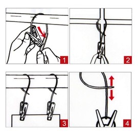 Foshine 24 Pack ClothesPins with Plastic Rope, Clothesline Drying Clothing Clips for Photo Craft Painting Display, 12Pcs Blue 12Pcs White