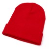 Xnetsby Red Knit Beanie Winter Hat with Black Oversized Square