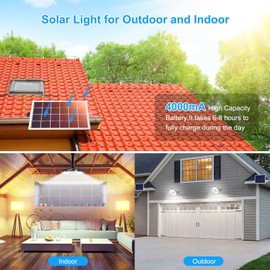 INDARUN Solar Shed Light Up to 3000LM, Outdoor Indoor Motion Sensor IP65 Waterproof with 5 Modes & Remote, Pendant Light for Outside Gazebo, Garage, Patio
