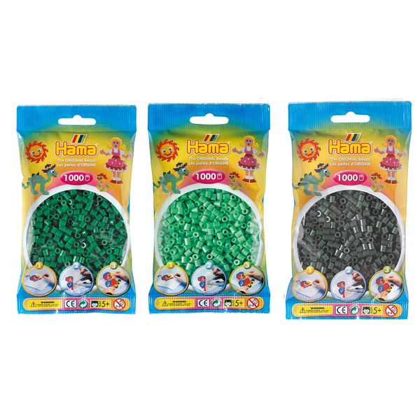 Hama Midi Convulut Ironing Beads 3 Colours (Green 10, Light